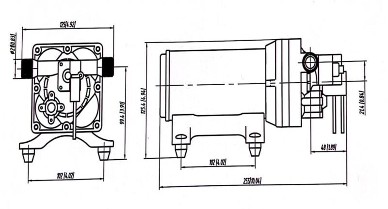 300 GPH Automatic Diaphragm Pump - 12V / 24V - DC - Washdown Pump - Image 2
