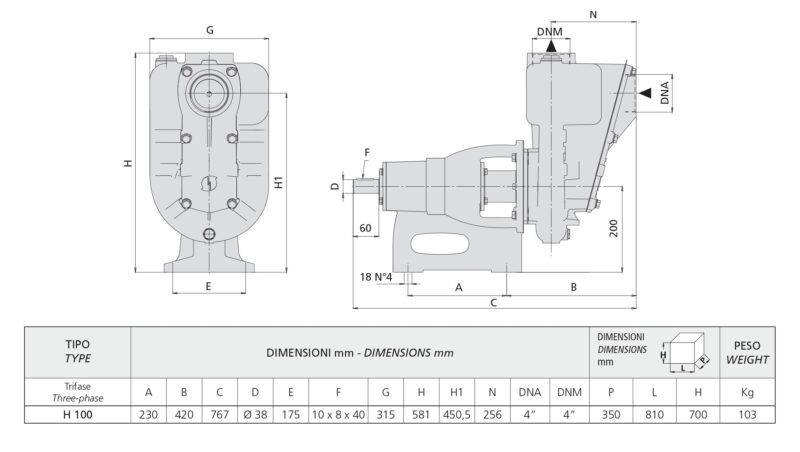 Self-priming Trash Water Pump - 12.5HP - 34,860GPH - 4in. Ports - H100-9,5 (Pump Only) - Image 3
