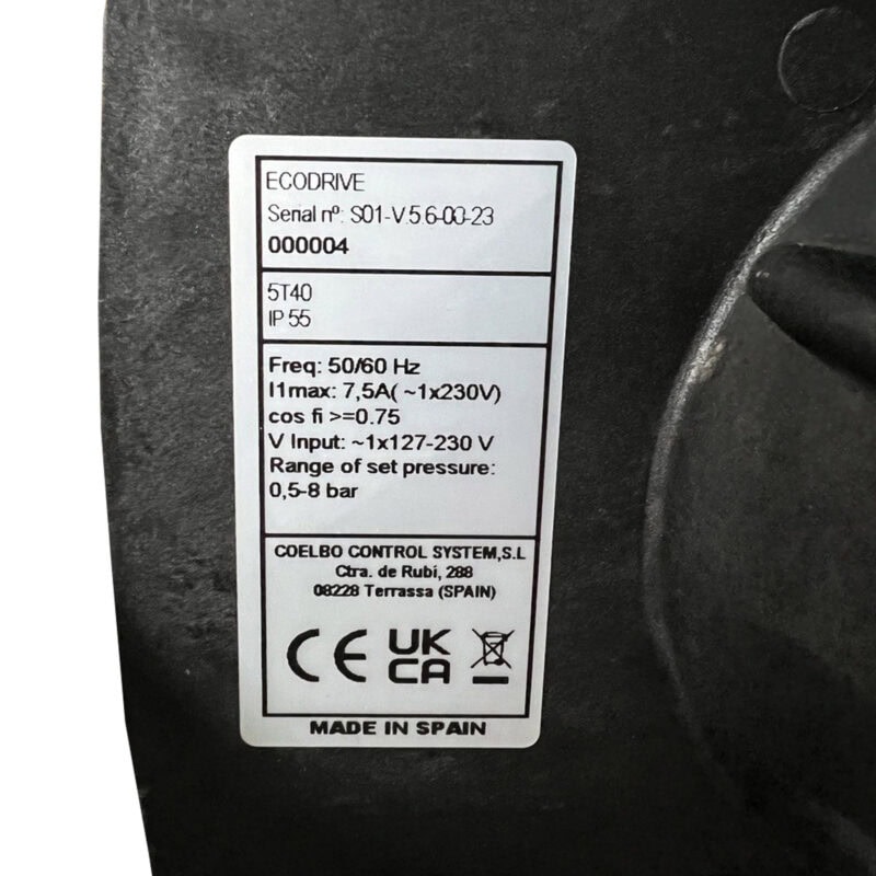 COELBO Driver for one single phase pump with variable speed, 220V, 1PHASE, 116 PSI, IP65, Model ECODRIVE - Image 4