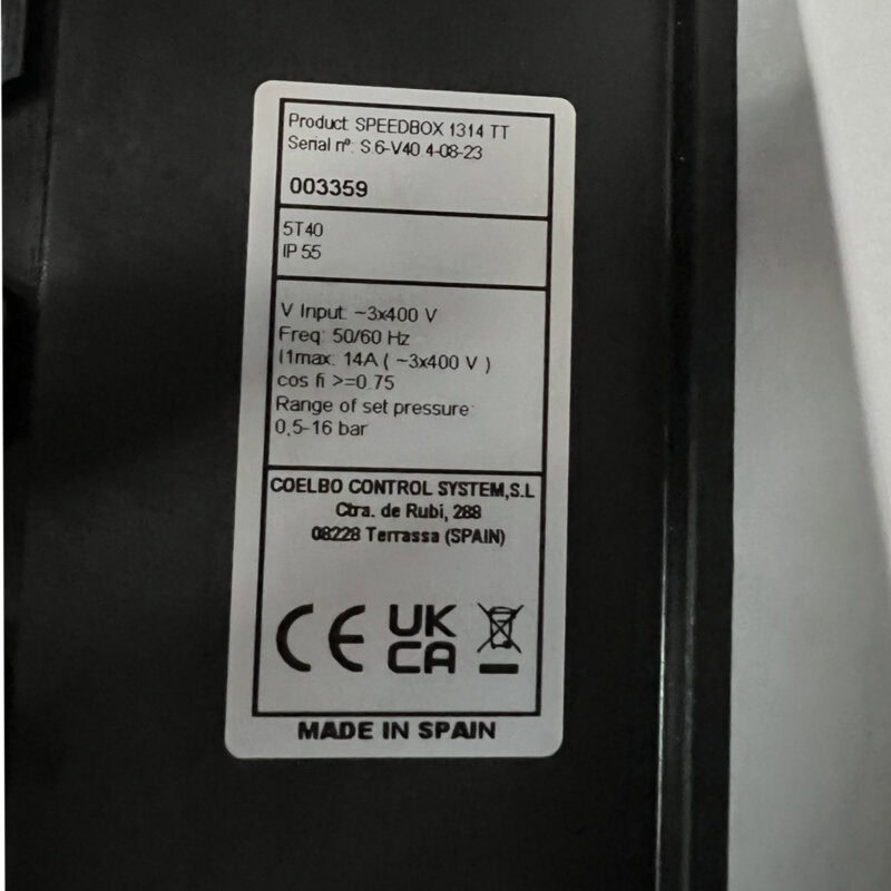 COELBO Wall-mounted pump driver for a single pump at variable speed, 400V, 3PHASE, 362.5 PSI, IP65, Model SPEEDBOX 1314TT - Image 3