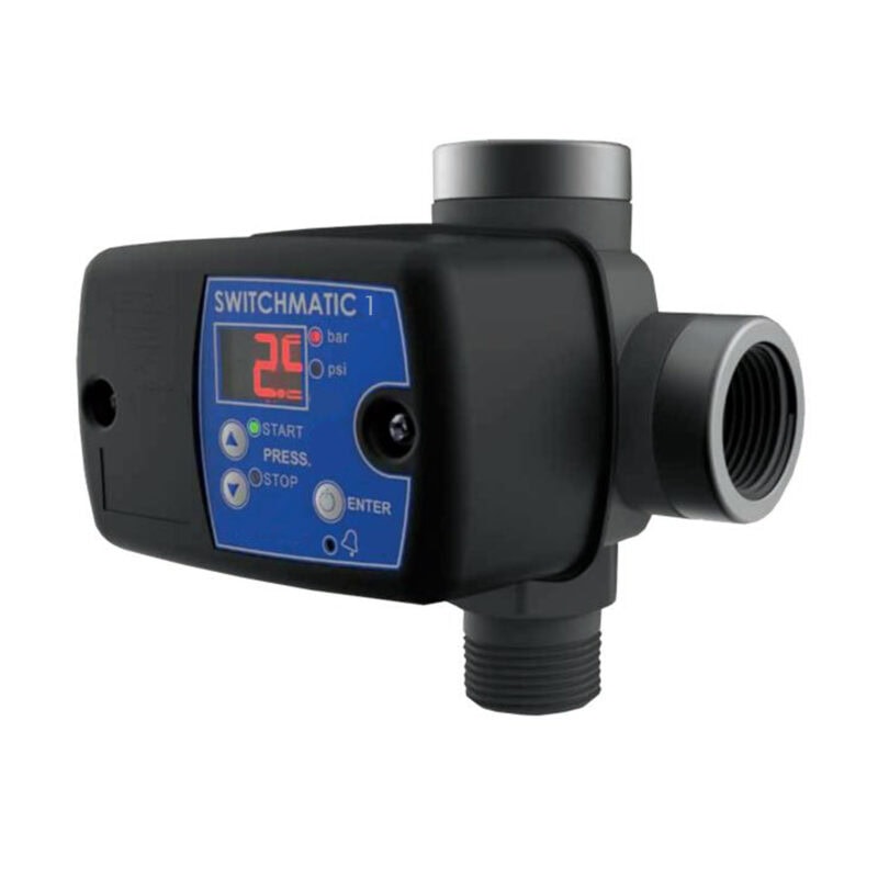 COELBO Electronic pressure switch with 3ways fitting and non-return valve, complete pump protection, 110/230, 1PHASE, 108 PSI, IP65, Model T-KIT SWITCHMATIC 1