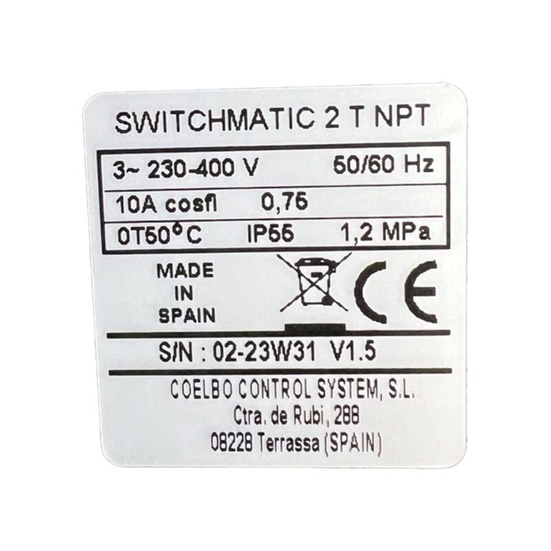COELBO Three phase electronic pressure switch, 230/440V, 3PHASE, 166 PSI, IP65, Model SWITCHMATIC 2T - Image 2