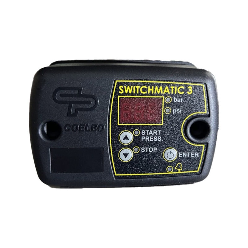 COELBO Electronic pressure switch with integrated digital pressure gauge, 48-230V, 1P, 108 PSI, IP65, Model SWITCHMATIC 3 - In/Out