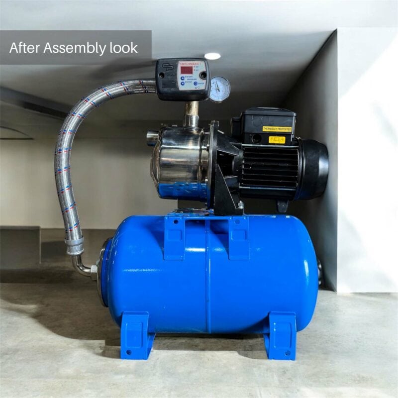 Self Priming Stainless Steel Booster Pump for water pressure,1/2 HP, 115V, 1in. Ports, Model# M94 with pressure tank complete booster set - Image 2