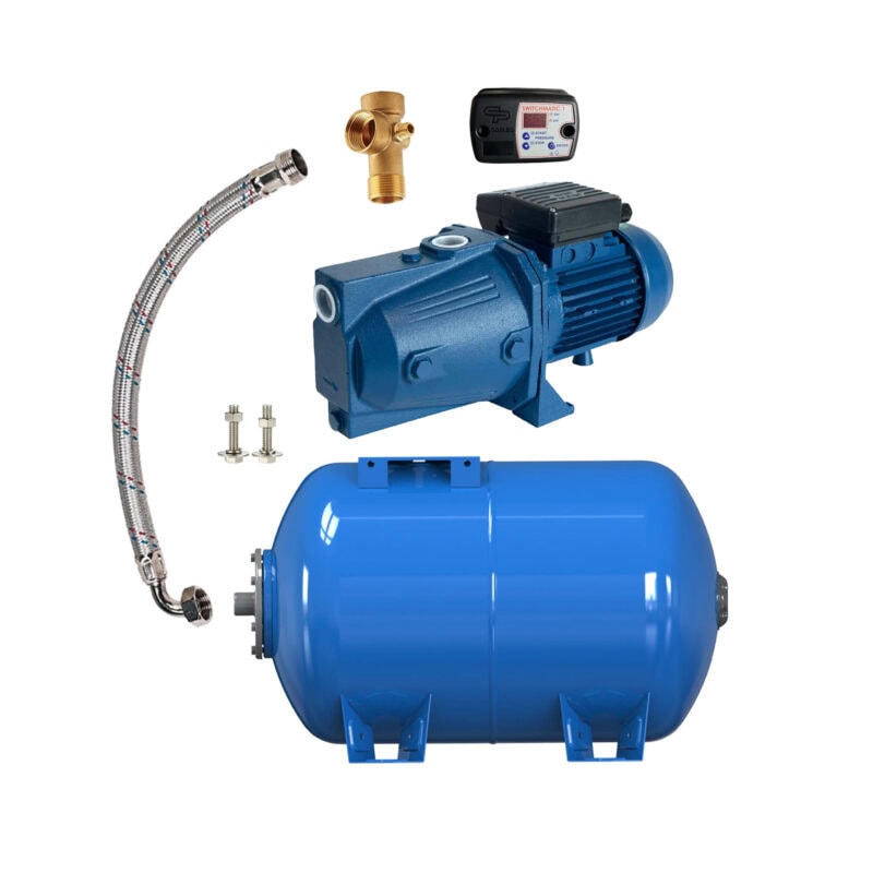 Self Priming Booster Pump for water pressure,3/4HP, 115/220V, 1in. Ports, JET-P 80M with pressure tank complete booster set