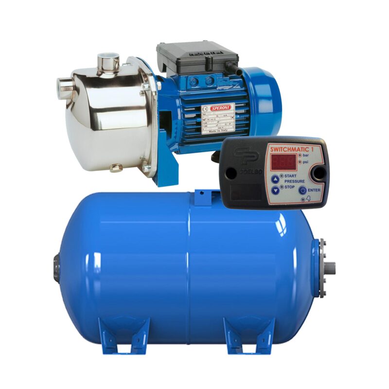 CAM88 Booster Set 1 HP with 5.3 Gal Pressure Tank and Digital Pressure switch, 792 GPH - 1inch- 110/220V, for Homes & Irrigation