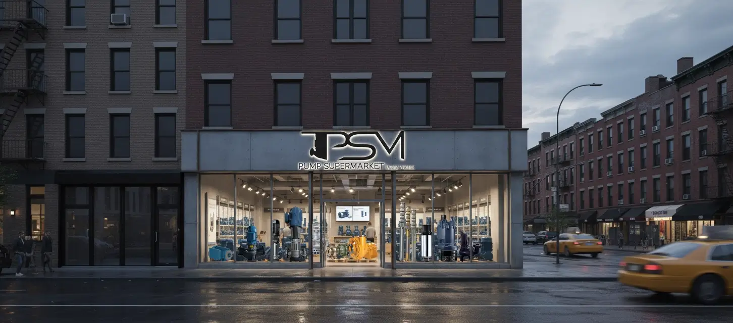 Pump Supermarket showroom view with water pumps and equipment displayed inside