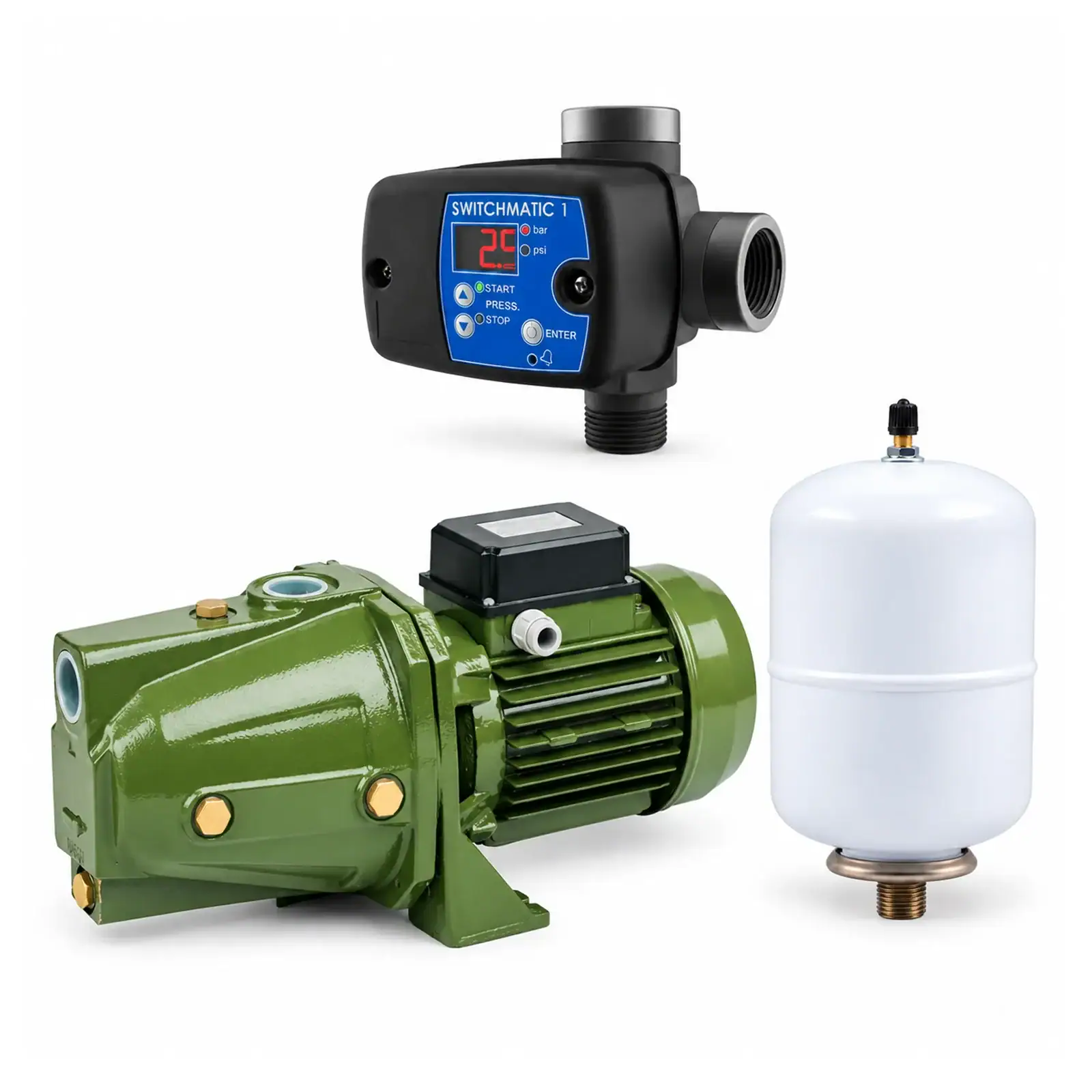SAER M80 1 HP 115V Cast Iron Booster Pump Set with Coelbo Switchmatic 1 & Varem 1.3-Gallon Tank