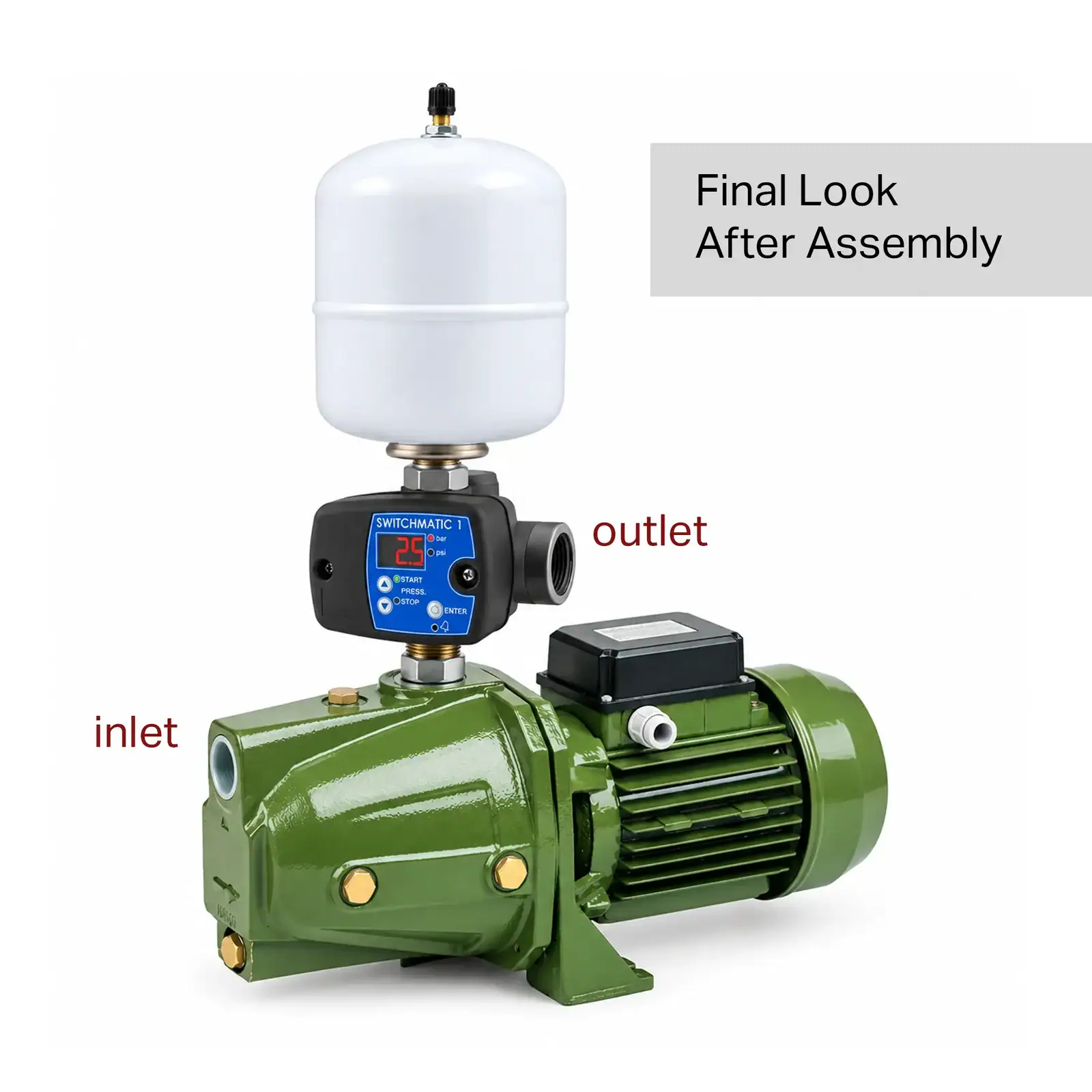 SAER M80 1 HP 115V Cast Iron Booster Pump Set with Coelbo Switchmatic 1 & Varem 1.3-Gallon Tank - Image 2