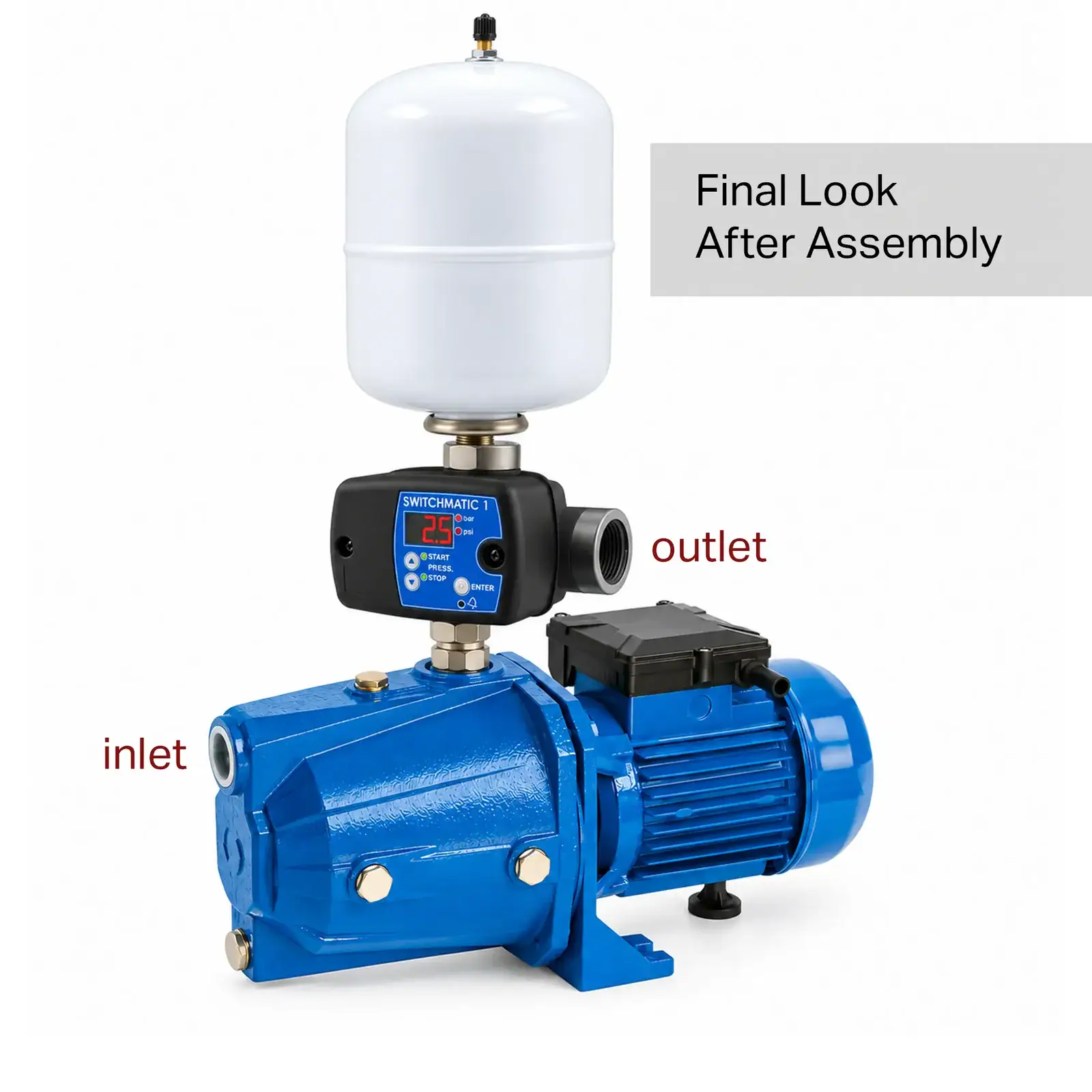 Speroni CAM100 , 1 HP Cast Iron Booster Pump Set with Coelbo Switchmatic 1 & Varem 1.3 -Gallon Tank NSF , 110/220V - Image 2