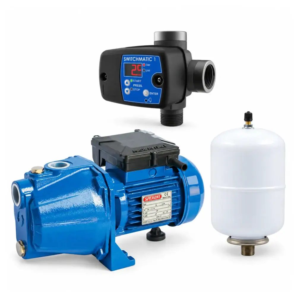 Speroni CAM60 , 0.8 HP Cast Iron Booster Pump Set with Coelbo Switchmatic 1 & Varem 1.3-Gallon Tank NSF , 110/220V