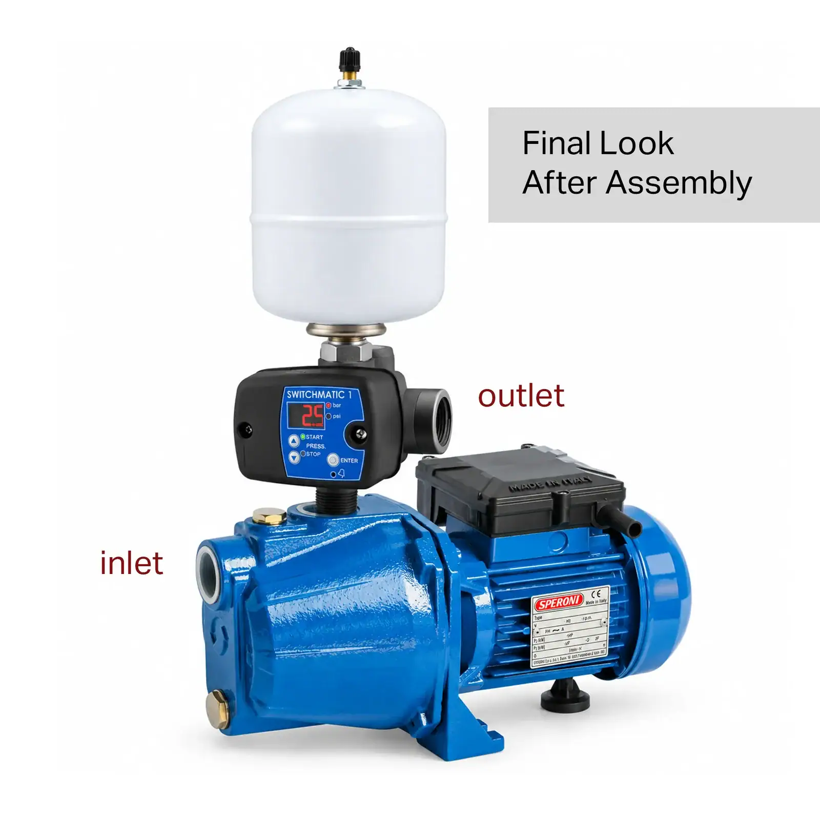 Speroni CAM60 , 0.8 HP Cast Iron Booster Pump Set with Coelbo Switchmatic 1 & Varem 1.3-Gallon Tank NSF , 110/220V - Image 2